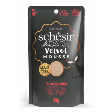 Schesir After Dark Velvet Mousse For Cat - Chicken With Beef 80g (Min Order- 12 Pouch)